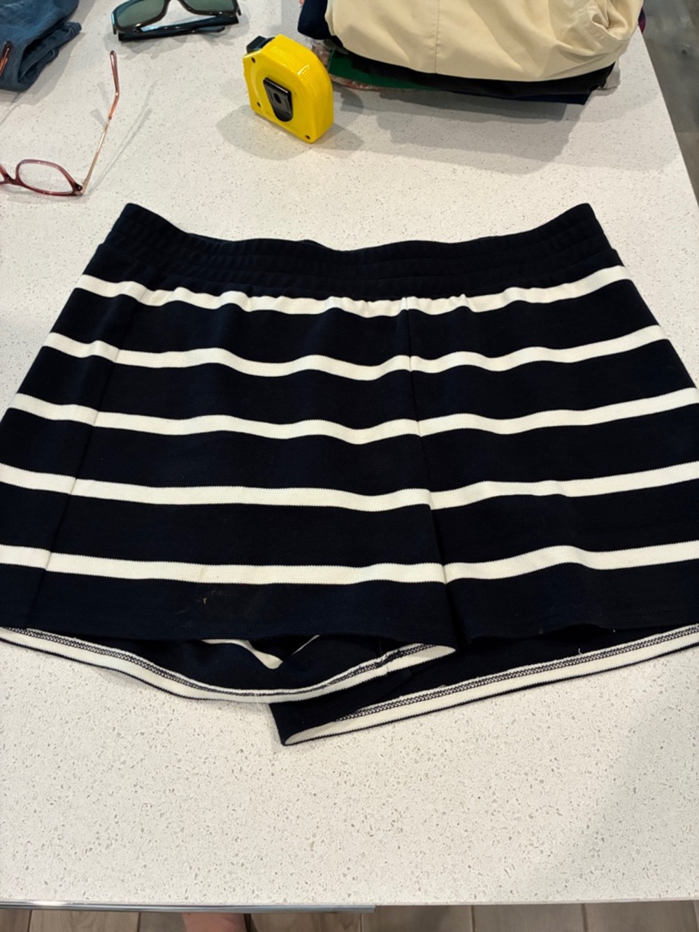 J. Crew Black and White Striped Knit Shorts